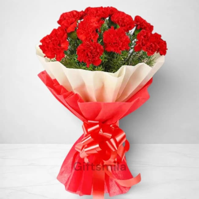 15 Red Carnation Bouquet