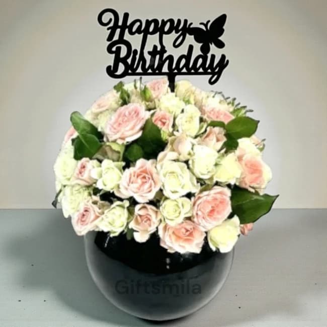 Birthday Mixed Roses Vase