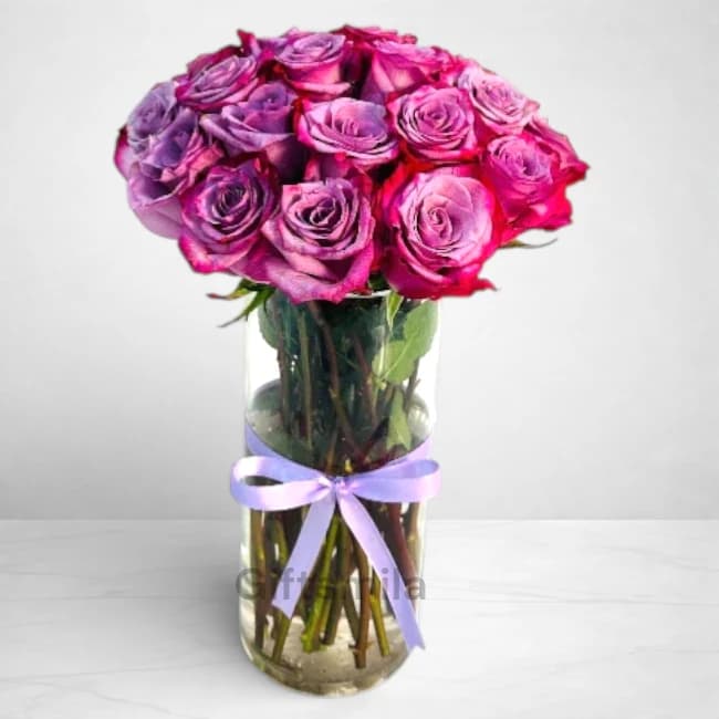 Elegant Purple Roses Vase