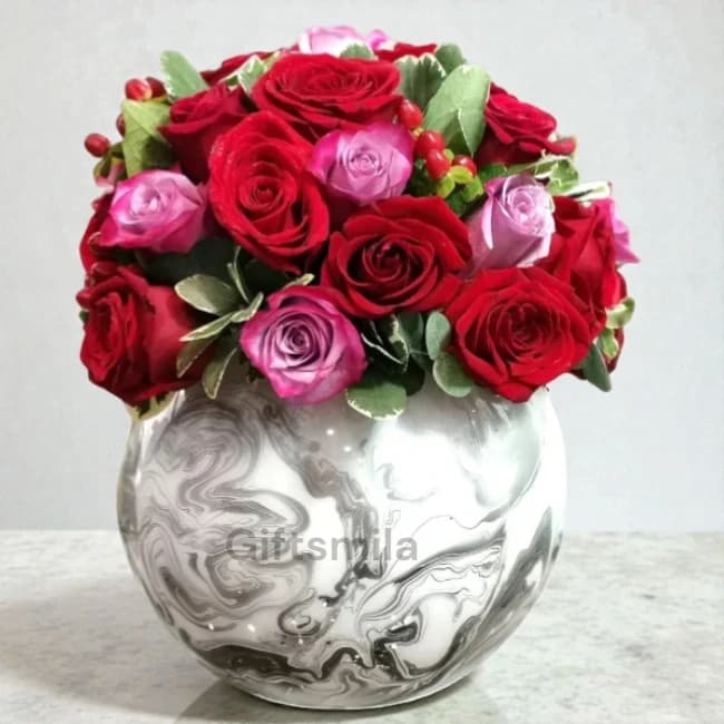 Mixed Rose Marble Vase