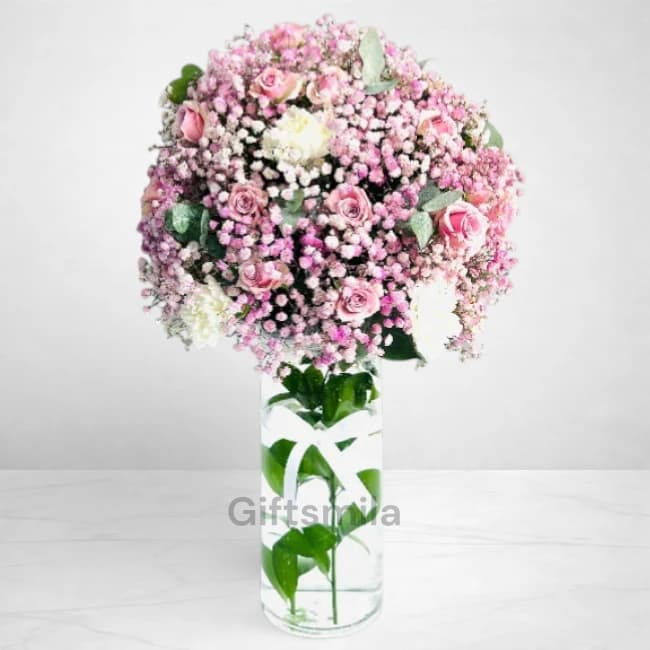 Pink & White Flower Vase