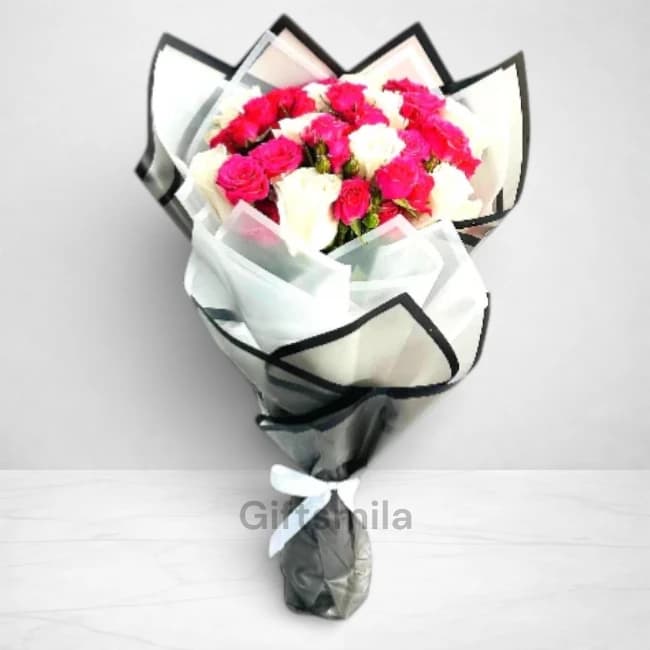 Pink & White Roses Bouquet