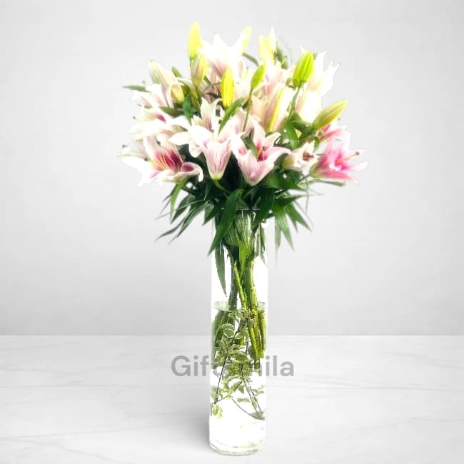 Pink Lilies Vase