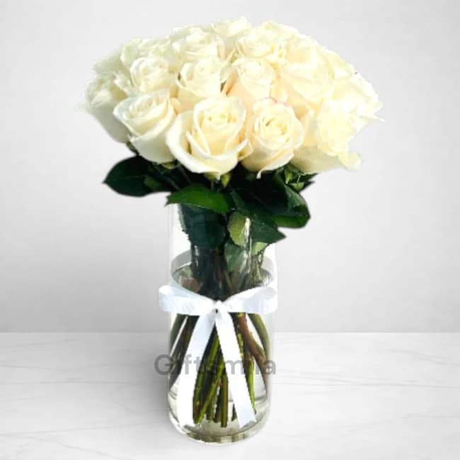 Premium White Roses Vase