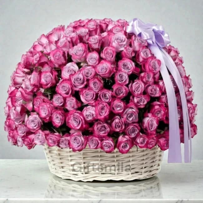 Purple Roses Basket